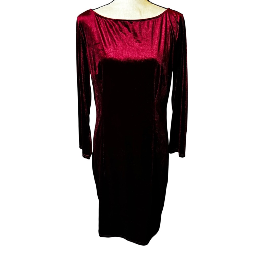 InsNova XL Velvet Dress Long Sleeve Burgundy Red Stretch Cocktail Party Holiday